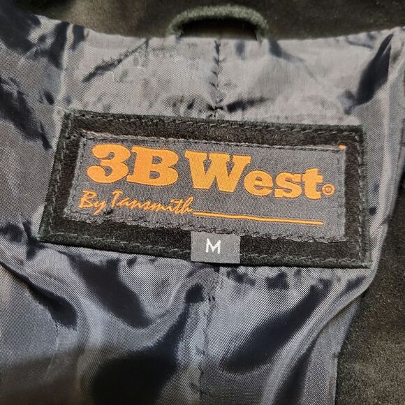 3B West Men's Black Suede and Leather Jacket with Studded Details Western - Picture 11 of 14